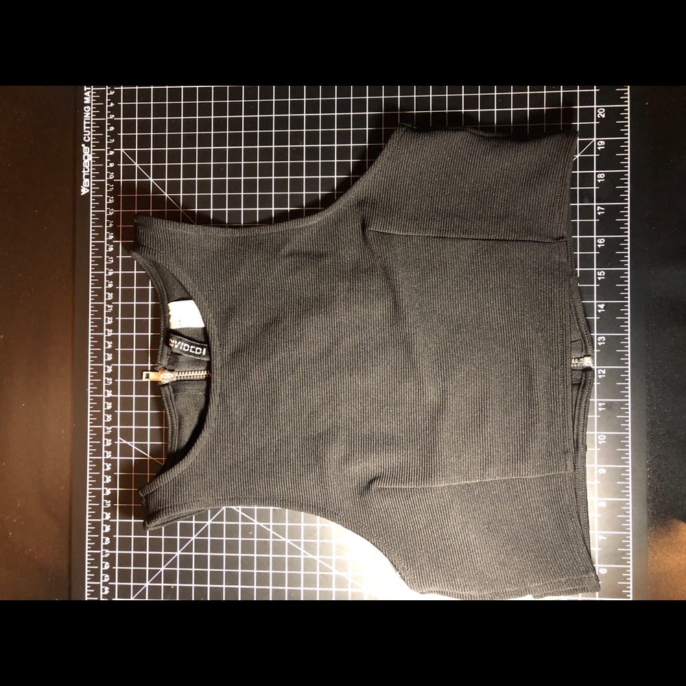 H&M Black Ribbed Halter Crop Top with Cutouts